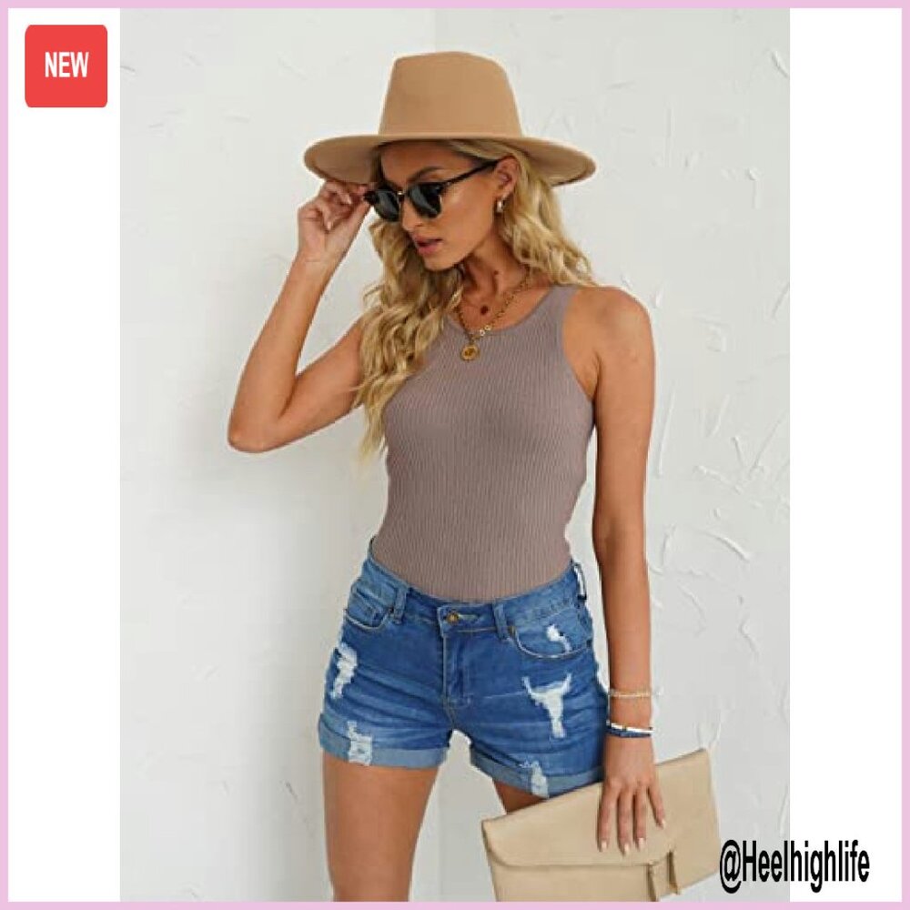 High Waisted Distressed Denim Shorts with Rolled Hem, Ripped Design - Picture 5 of 8